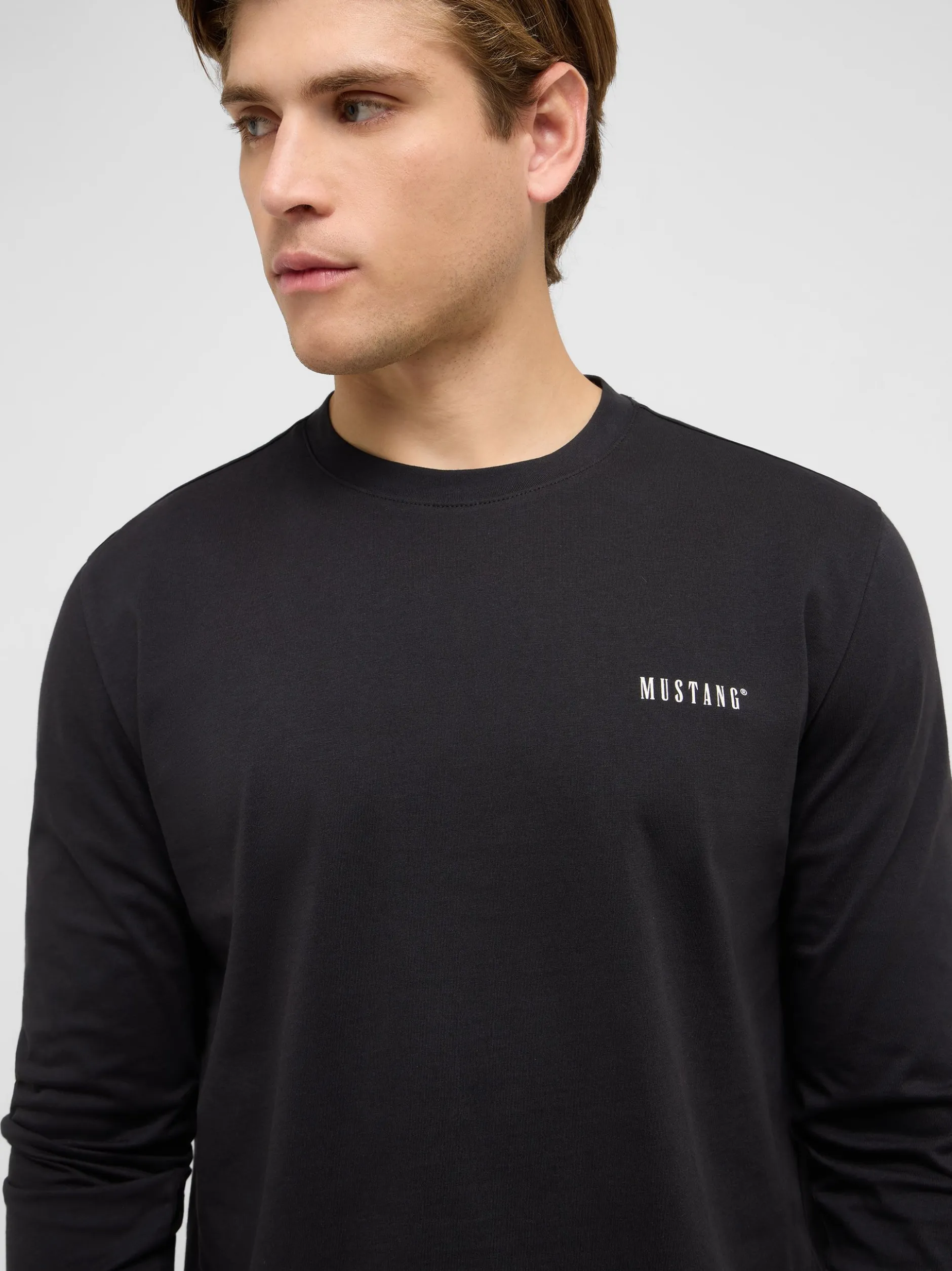 Mustang Herren Langarmshirt in schwarz - Ärmel: langarm