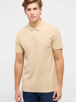 Mustang Herren Polo in beige - Ausschnitt: Henley
