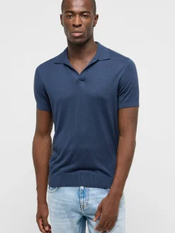 Mustang Herren Shirt in blau - Ausschnitt: V-Ausschnitt