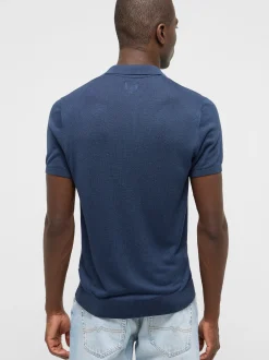 Mustang Herren Shirt in blau - Ausschnitt: V-Ausschnitt