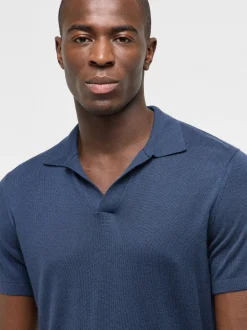 Mustang Herren Shirt in blau - Ausschnitt: V-Ausschnitt
