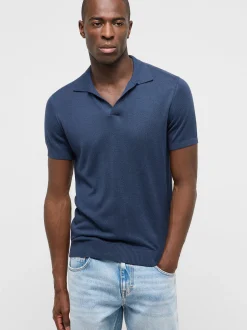 Mustang Herren Shirt in blau - Ausschnitt: V-Ausschnitt
