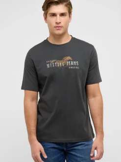 Mustang Herren T-Shirt in anthrazit - Ärmel: Halbarm