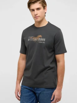 Mustang Herren T-Shirt in anthrazit - Ärmel: Halbarm