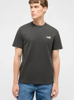 Mustang Herren T-Shirt in anthrazit - Ärmel: Halbarm
