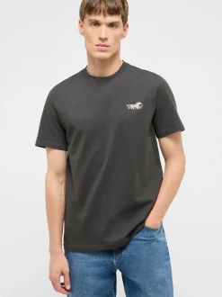 Mustang Herren T-Shirt in anthrazit - Ärmel: Halbarm