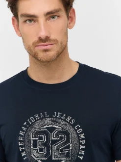 Mustang Herren T-Shirt in blau - Ausschnitt: Rundhals