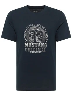 Mustang Herren T-Shirt in blau - Ausschnitt: Rundhals