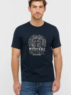 Mustang Herren T-Shirt in blau - Ausschnitt: Rundhals