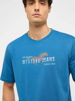 Mustang Herren T-Shirt in blau - Ausschnitt: Rundhals