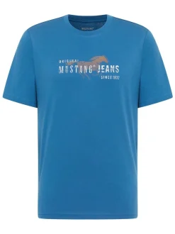 Mustang Herren T-Shirt in blau - Ausschnitt: Rundhals
