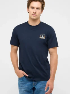 Mustang Herren T-Shirt in blau - Ausschnitt: Rundhals