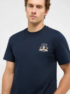 Mustang Herren T-Shirt in blau - Ausschnitt: Rundhals