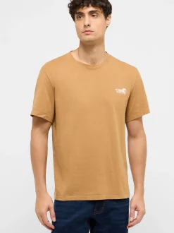 Mustang Herren T-Shirt in braun - Ausschnitt: Rundhals