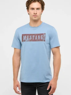 Mustang Herren T-Shirt in hellblau - Ärmel: Halbarm