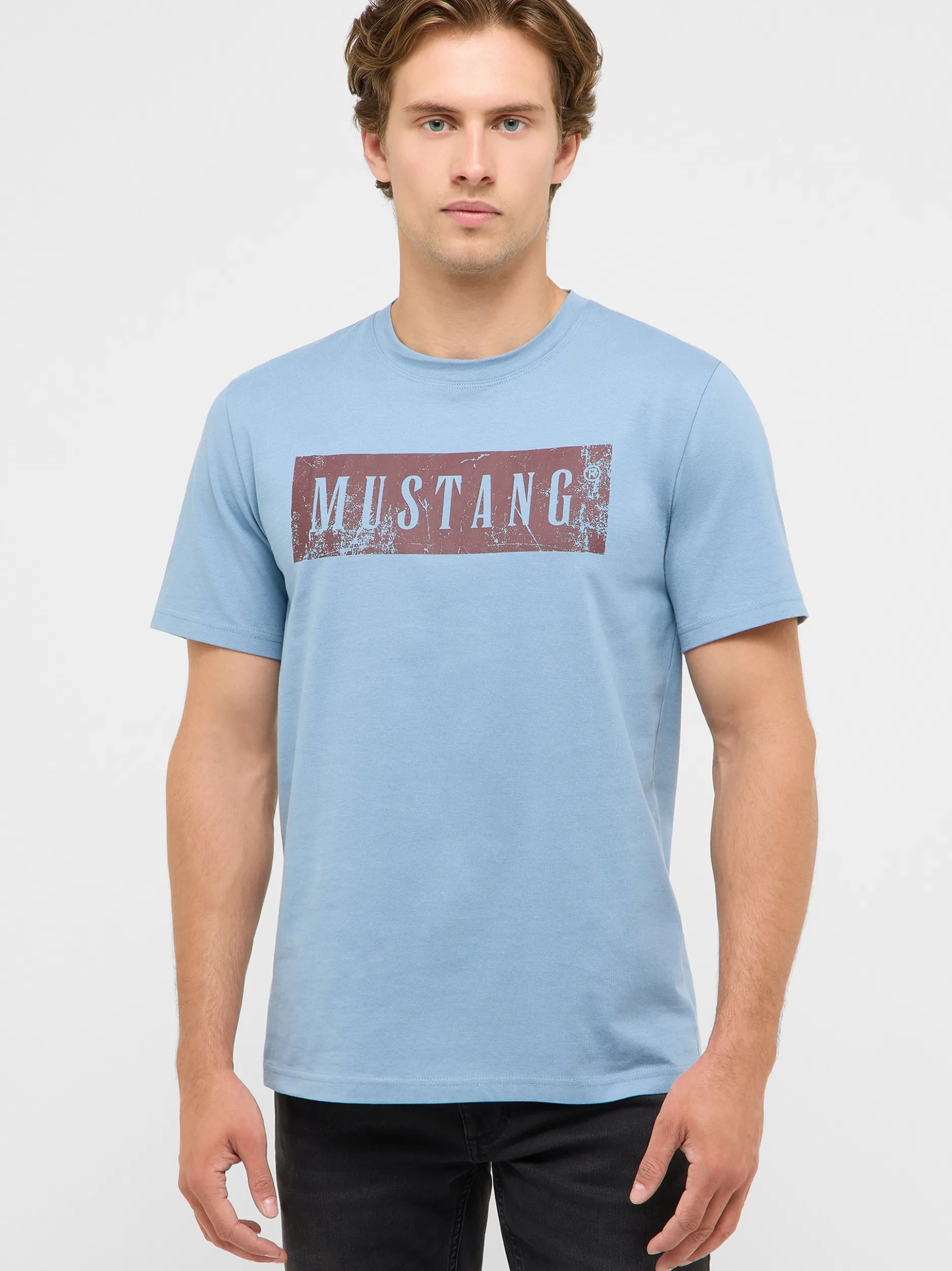 Mustang Herren T-Shirt in hellblau - Ärmel: Halbarm