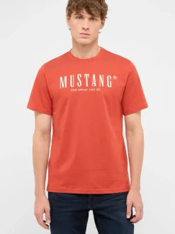 Mustang Herren T-Shirt in rot - Ausschnitt: Rundhals