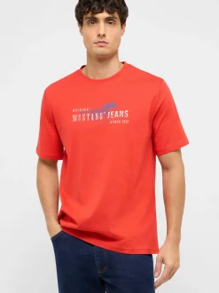 Mustang Herren T-Shirt in rot - Ausschnitt: Rundhals