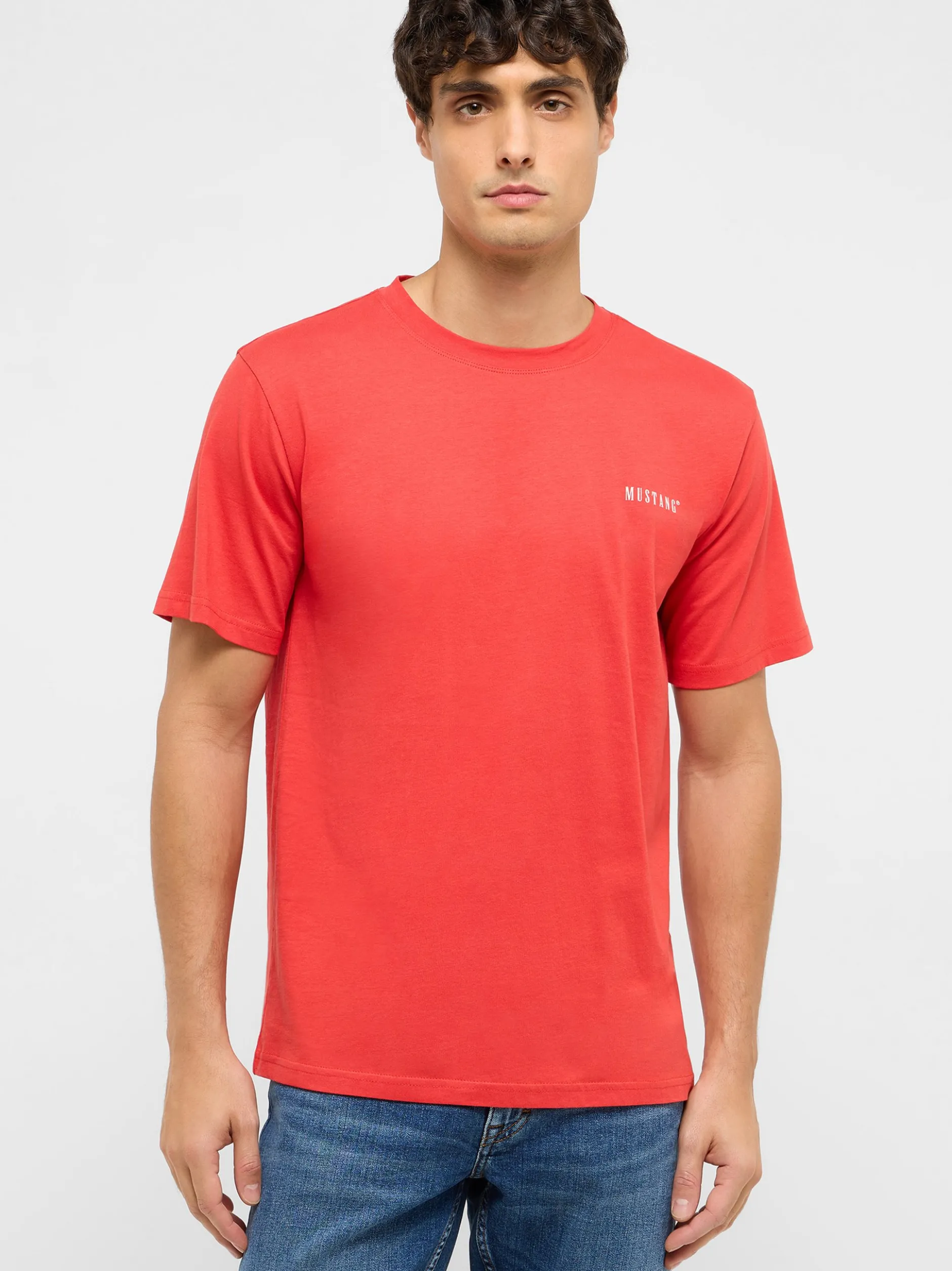Mustang Herren T-Shirt in rot - Ausschnitt: Rundhals