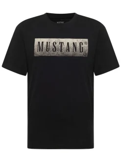 Mustang Herren T-Shirt in schwarz - Ausschnitt: Rundhals