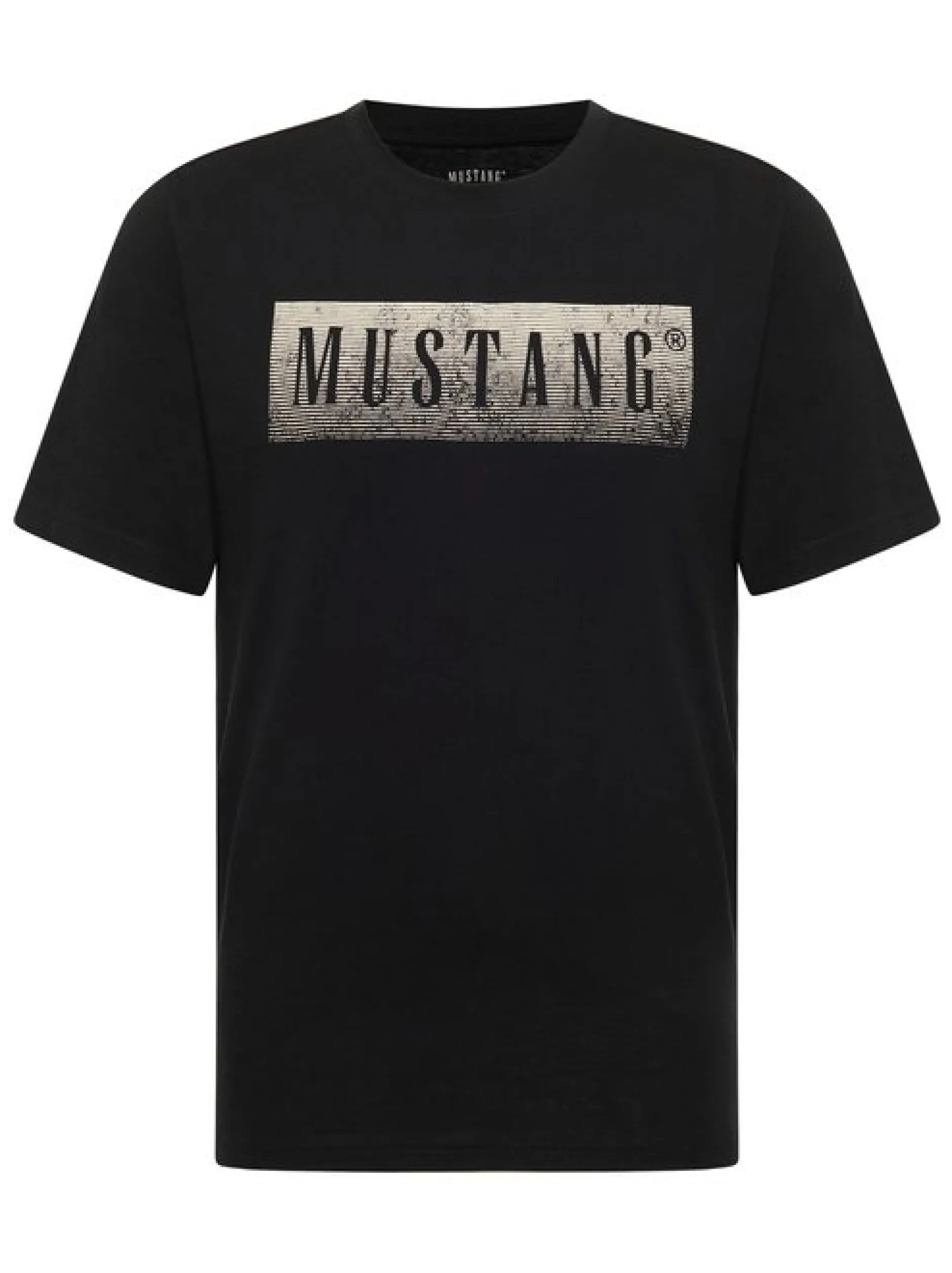 Mustang Herren T-Shirt in schwarz - Ausschnitt: Rundhals
