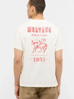 Mustang Herren T-Shirt in weiß - Ausschnitt: Rundhals
