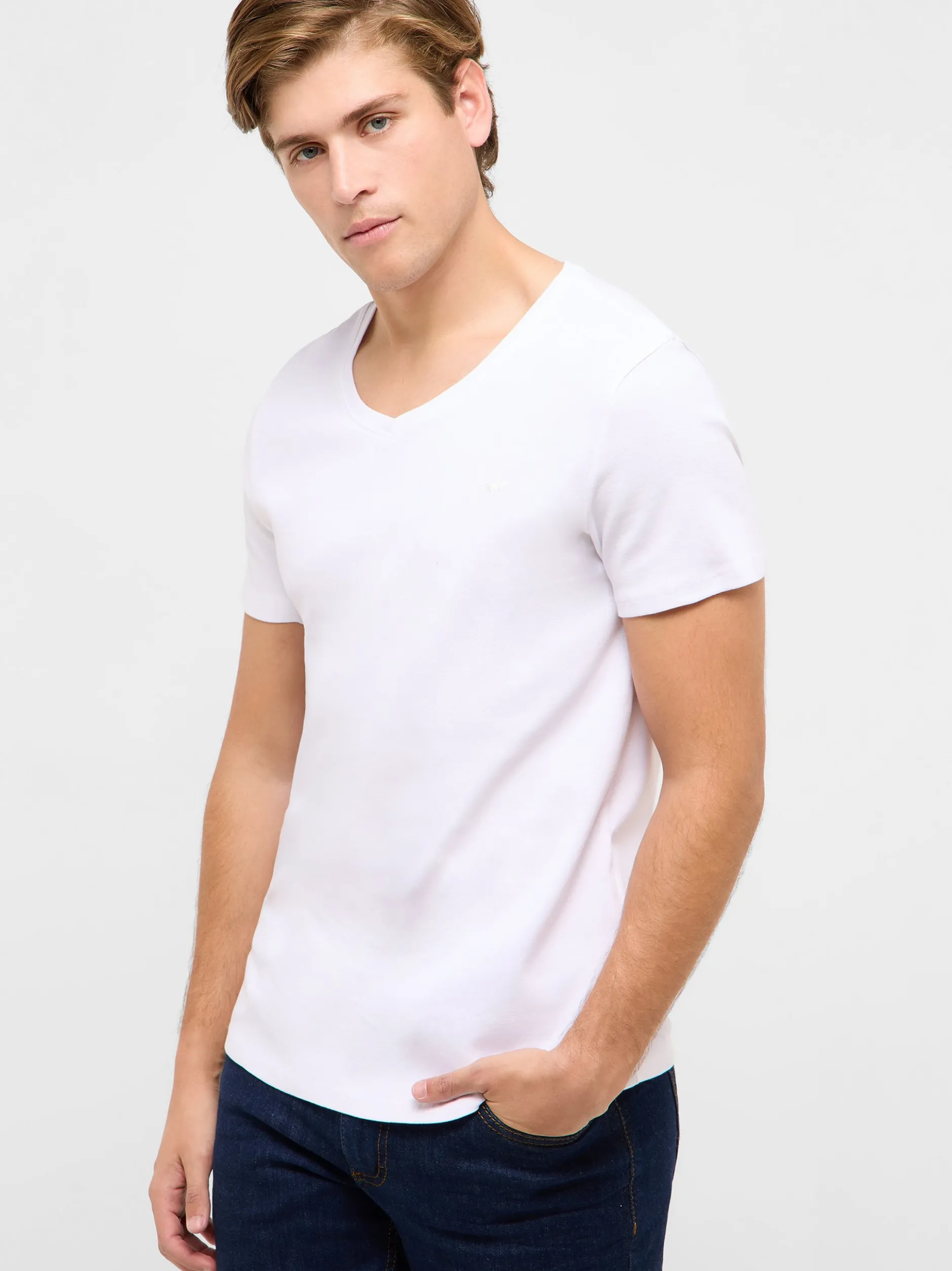 Mustang Herren T-Shirt in weiß - Ärmel: Halbarm