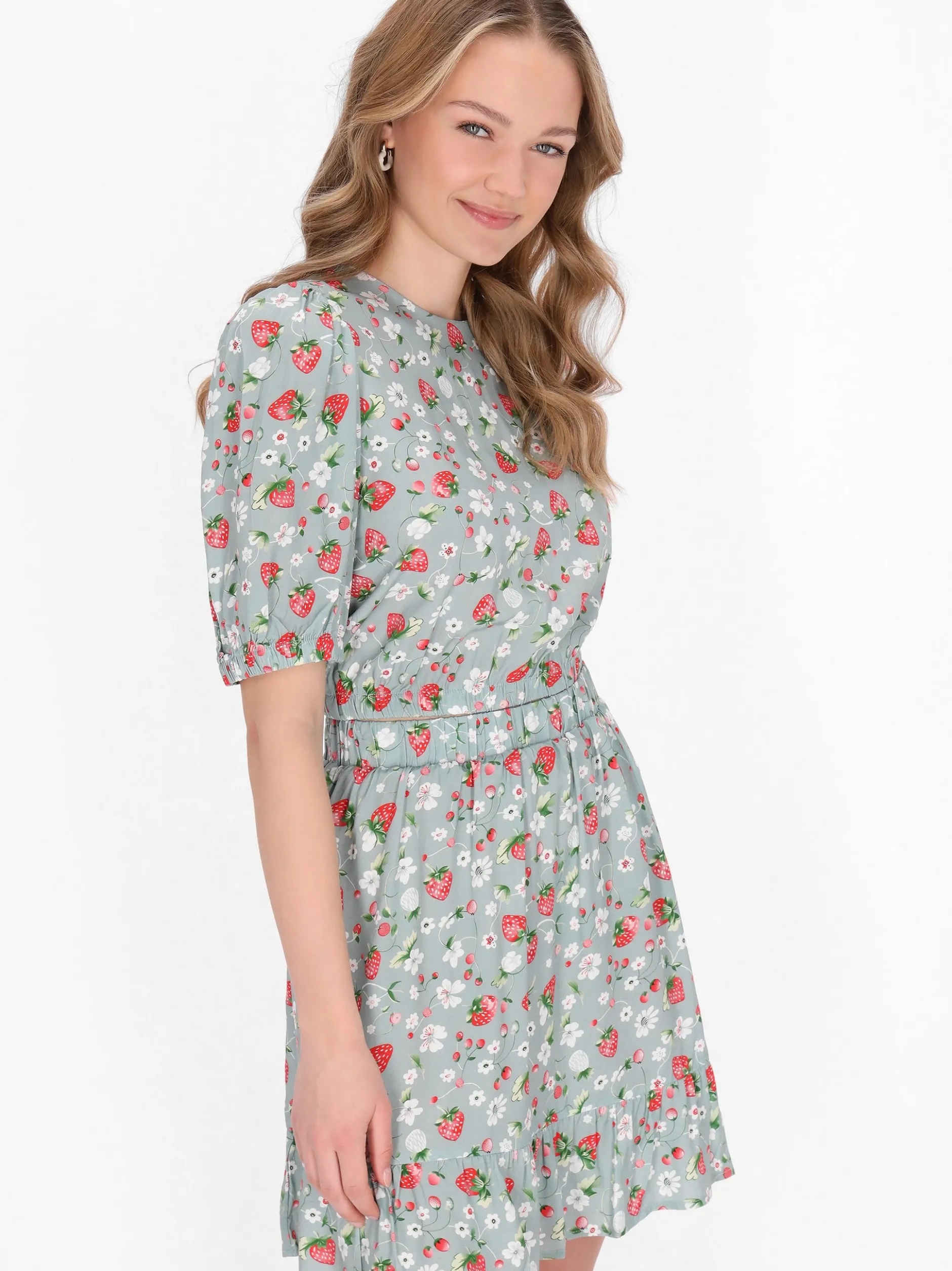 MyMo Damen Bluse in grün - Ausschnitt: Rundhals