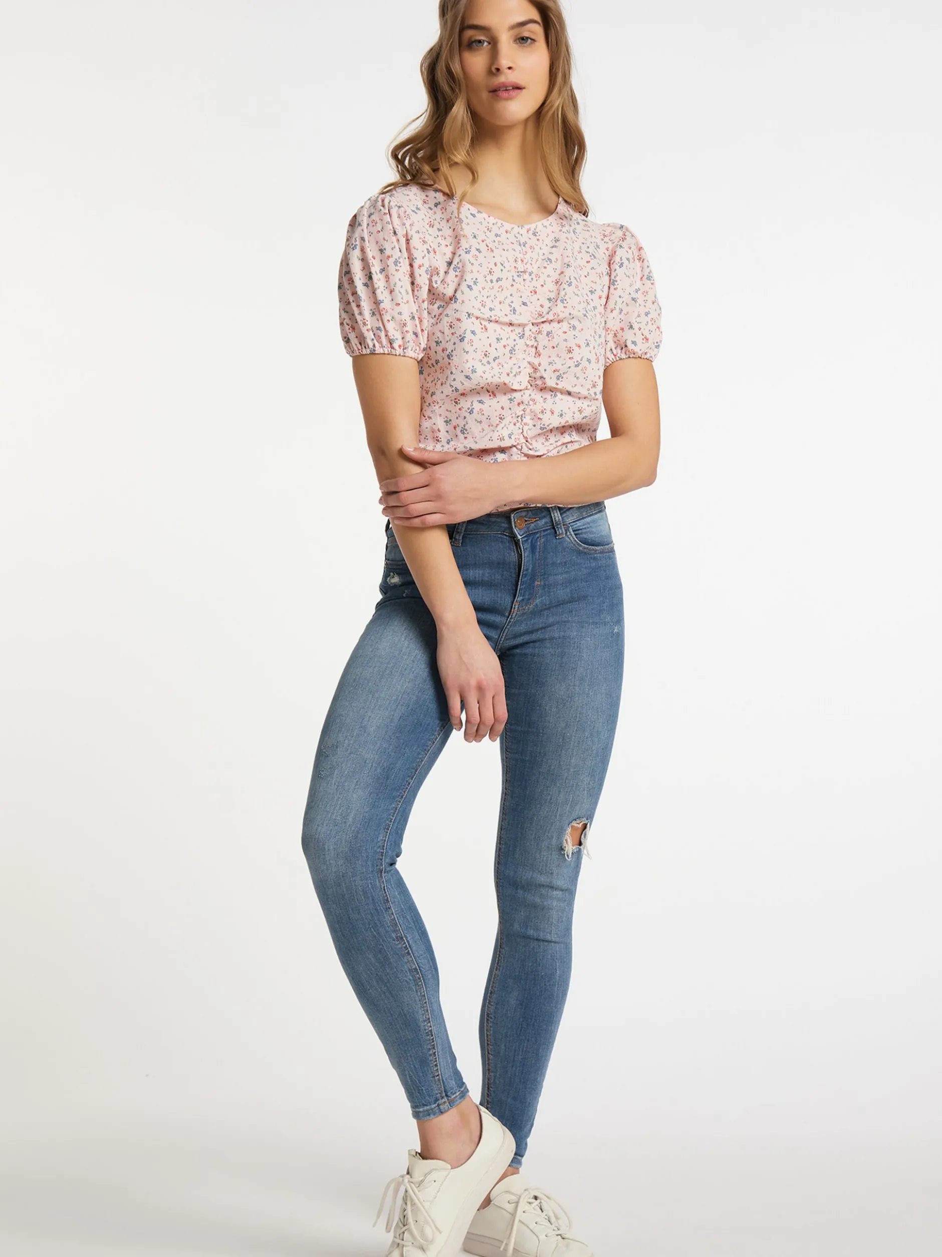 MyMo Damen Bluse in rosa - Ausschnitt: Rundhals