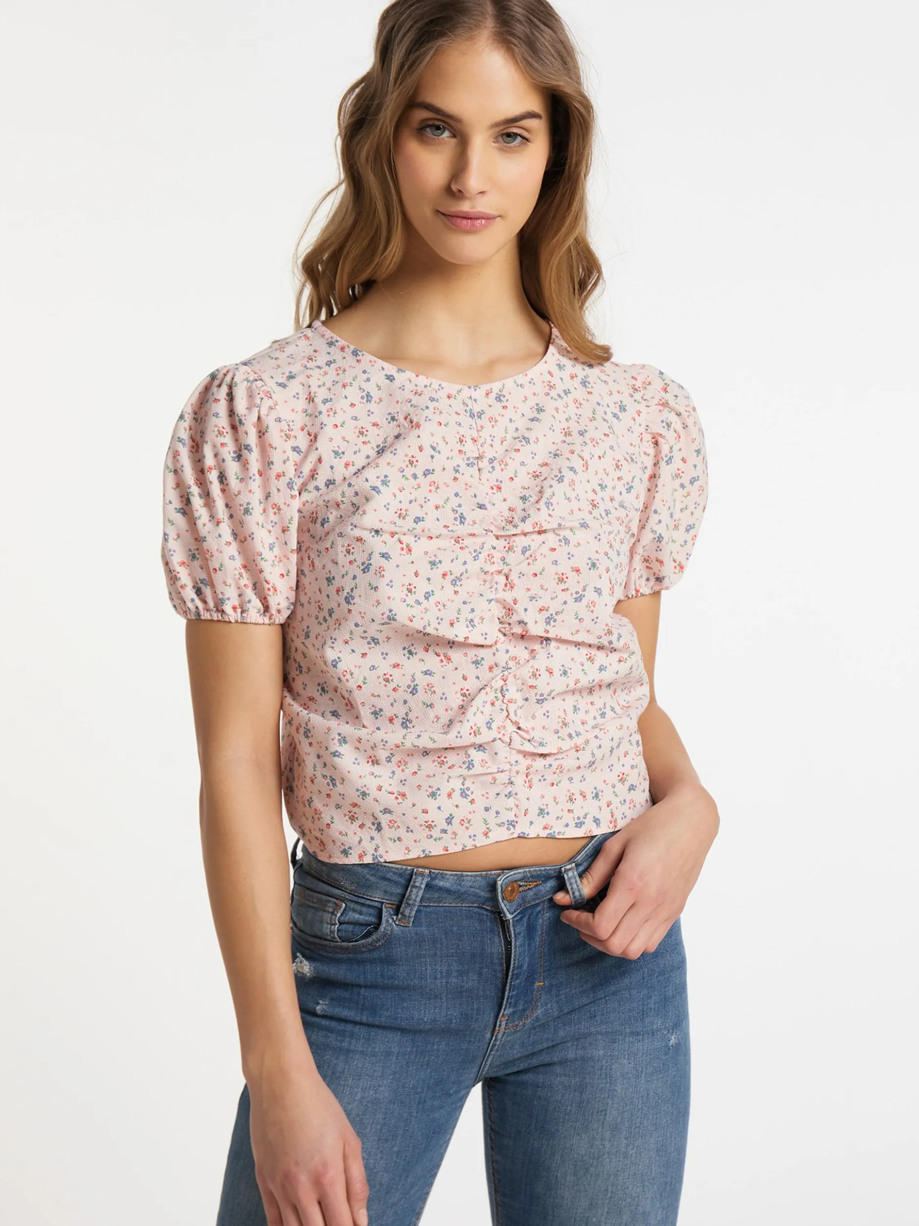 MyMo Damen Bluse in rosa - Ausschnitt: Rundhals