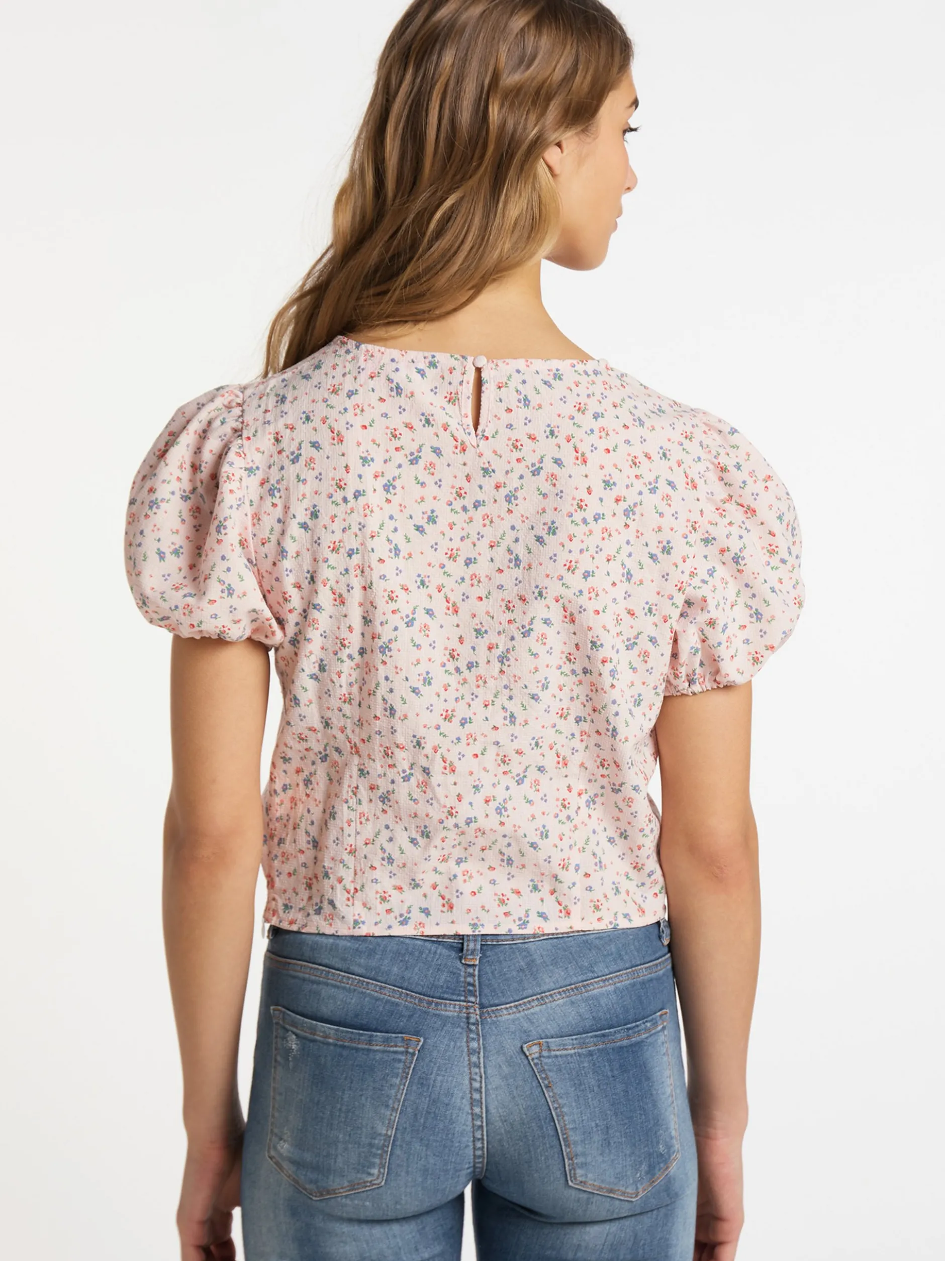 MyMo Damen Bluse in rosa - Ausschnitt: Rundhals