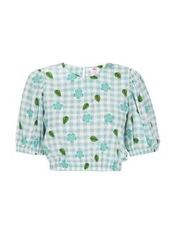 MyMo Damen Bluse in türkis - Ausschnitt: Rundhals