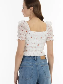 MyMo Damen Blusenshirt in weiß - Ausschnitt: Button-Down