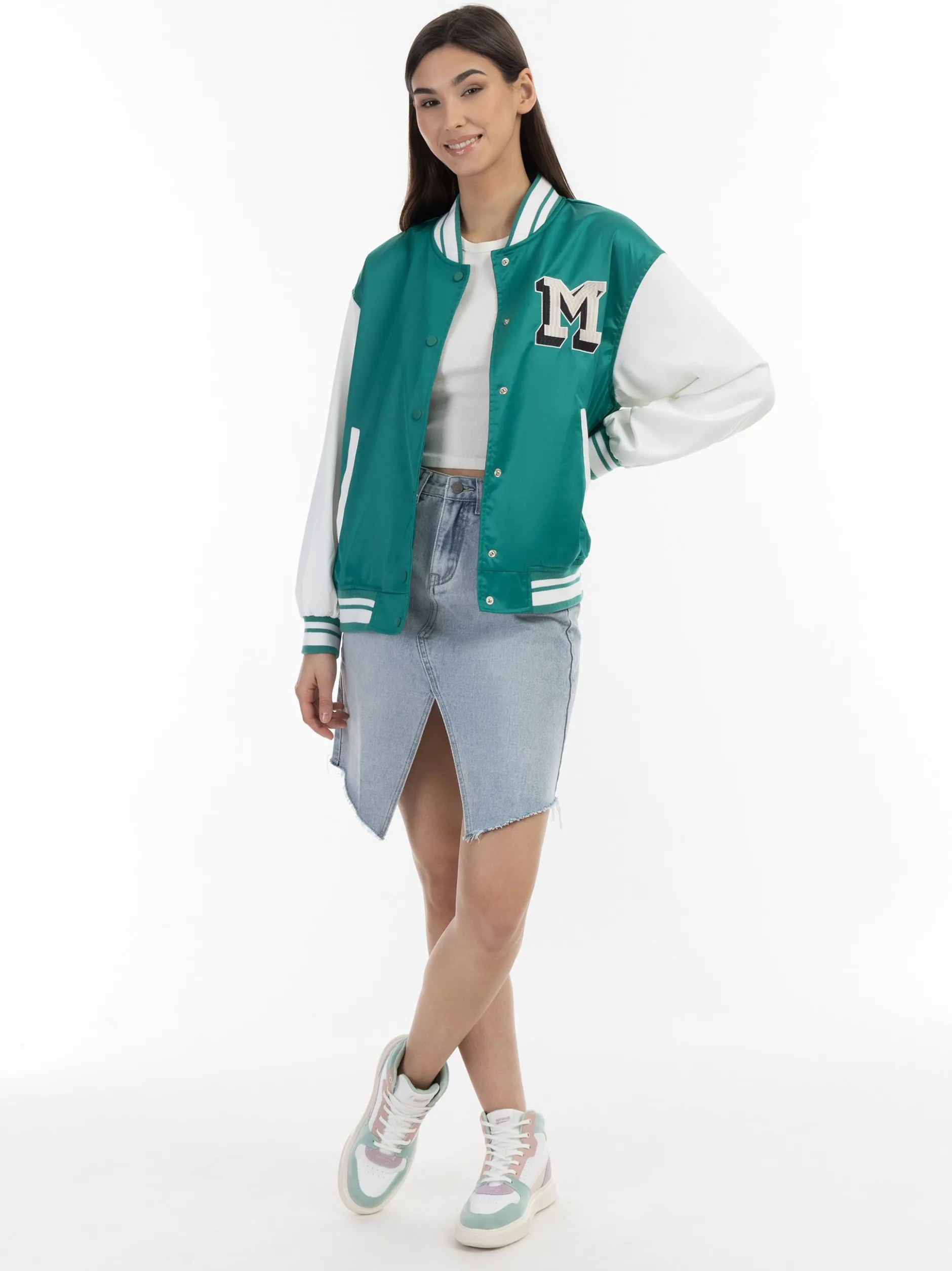 MyMo Damen Collegejacke in grün