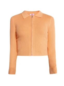 MyMo Damen Cropped Strickjacke in orange