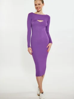 MyMo Damen Crop-Top in lila - Ausschnitt: Karree