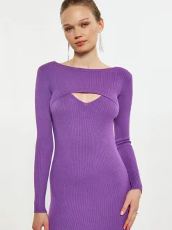 MyMo Damen Crop-Top in lila - Ausschnitt: Karree