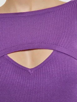 MyMo Damen Crop-Top in lila - Ausschnitt: Karree