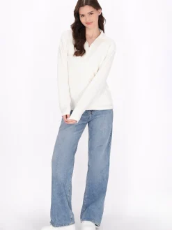 MyMo Damen Fleecepullover in ecru
