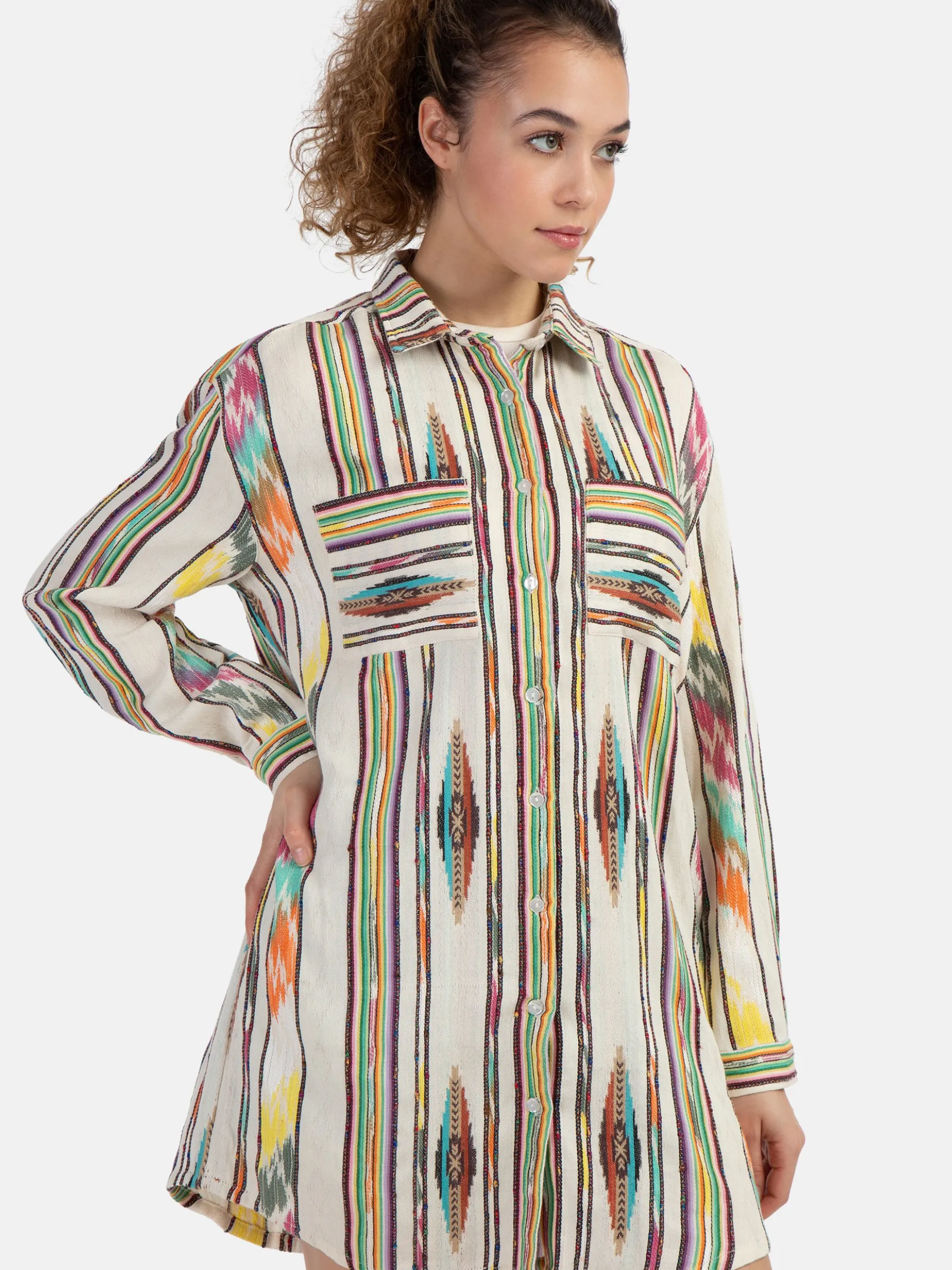 MyMo Damen Hemdblusenkleid in mehrfarbig