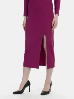 MyMo Damen Jersey-Midirock in fuchsia - Länge: mittel