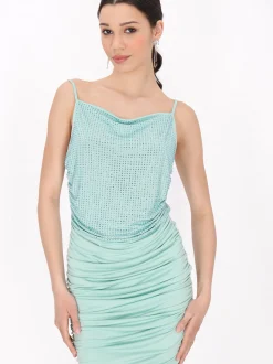 MyMo Damen Kleid in aqua - Länge: mittel