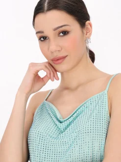 MyMo Damen Kleid in aqua - Länge: mittel