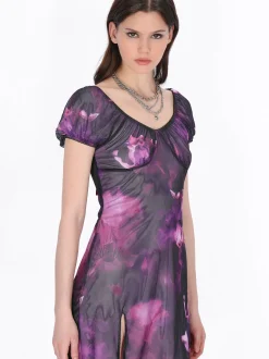MyMo Damen Kleid in purple - Ausschnitt: Rundhals