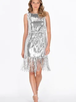 MyMo Damen Kleid in silber - Ausschnitt: Rundhals