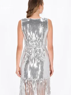 MyMo Damen Kleid in silber - Ausschnitt: Rundhals