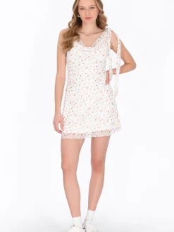MyMo Damen Kleid in weiß - Länge: mittel