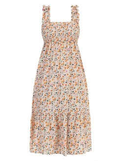 MyMo Damen Midikleid in beige mehrfarbig - Länge: mittel