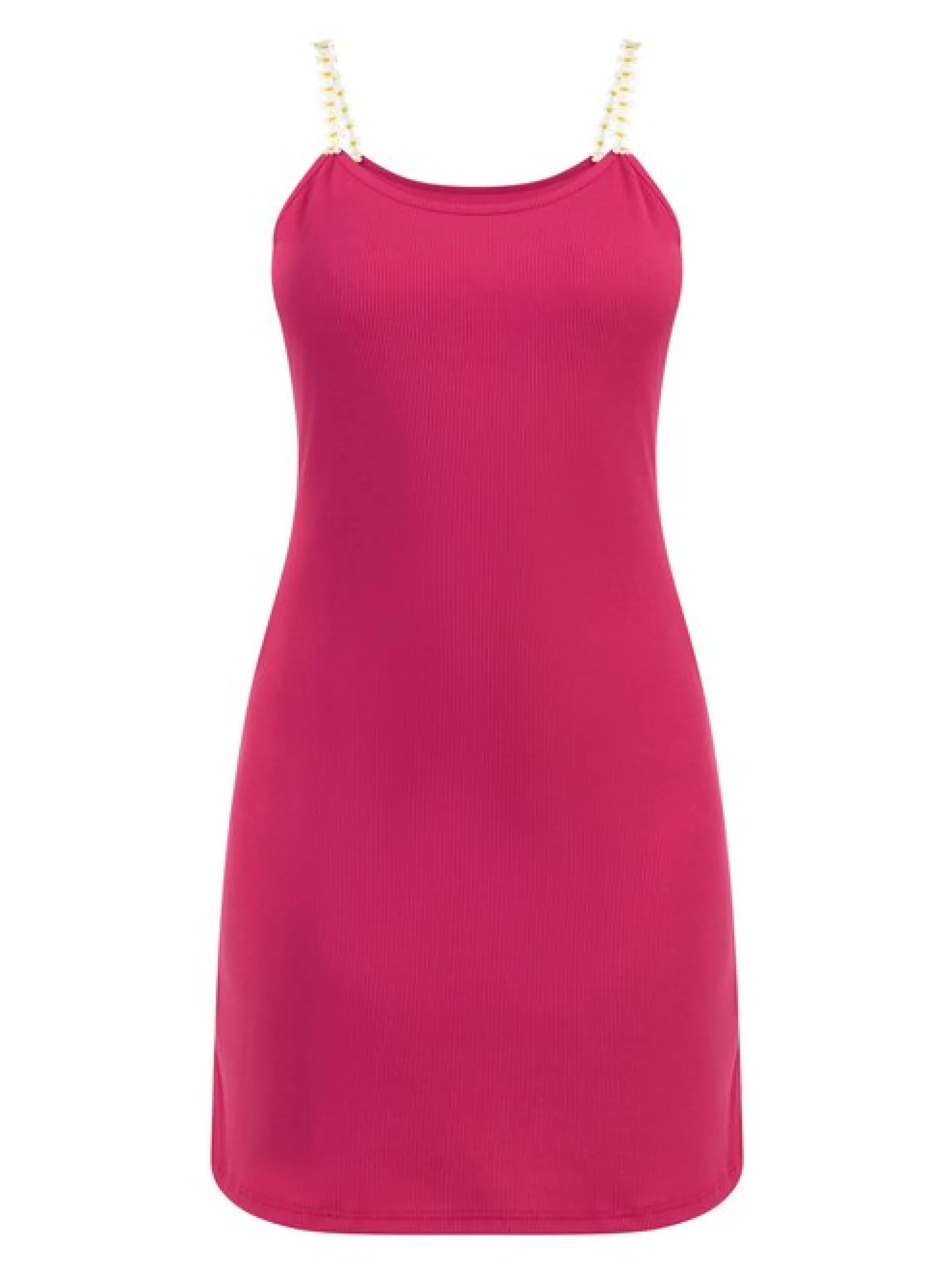MyMo Damen Minikleid aus Rippstrick in pink