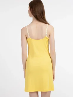 MyMo Damen Minikleid aus Rippstrick in gelb
